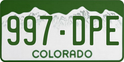 CO license plate 997DPE