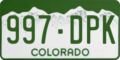 CO license plate 997DPK