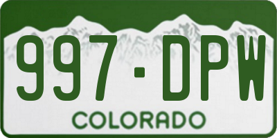 CO license plate 997DPW