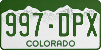 CO license plate 997DPX