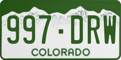 CO license plate 997DRW
