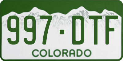 CO license plate 997DTF