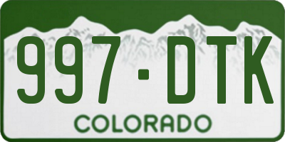 CO license plate 997DTK
