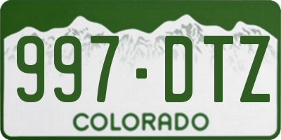 CO license plate 997DTZ