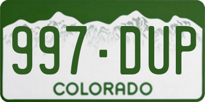 CO license plate 997DUP