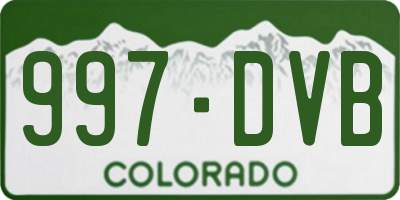 CO license plate 997DVB