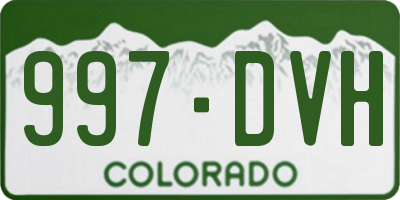CO license plate 997DVH