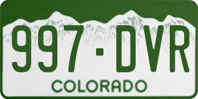 CO license plate 997DVR