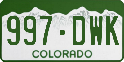 CO license plate 997DWK