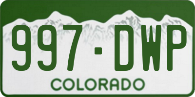 CO license plate 997DWP