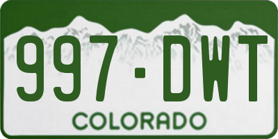 CO license plate 997DWT