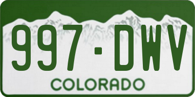 CO license plate 997DWV