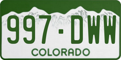 CO license plate 997DWW