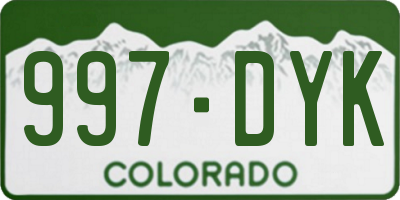 CO license plate 997DYK