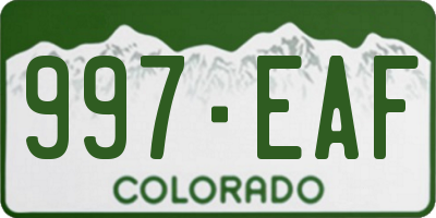 CO license plate 997EAF