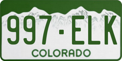 CO license plate 997ELK