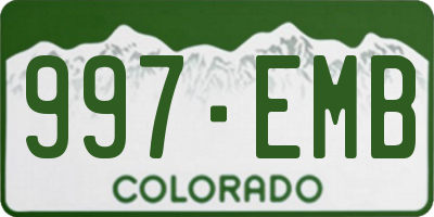 CO license plate 997EMB