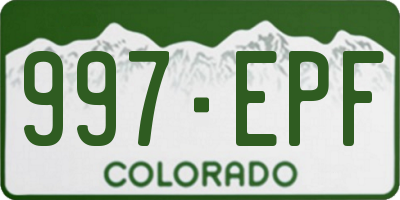 CO license plate 997EPF
