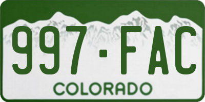 CO license plate 997FAC