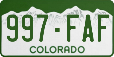 CO license plate 997FAF