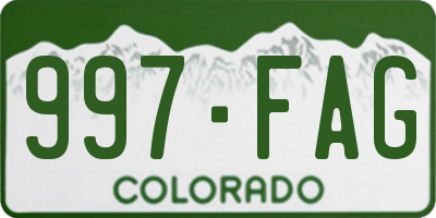 CO license plate 997FAG