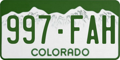 CO license plate 997FAH