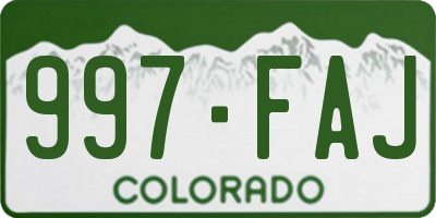 CO license plate 997FAJ