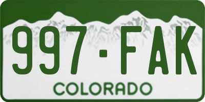 CO license plate 997FAK
