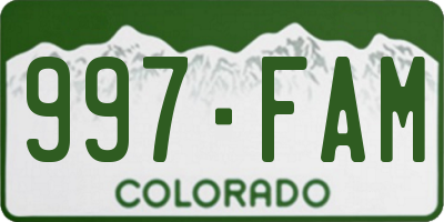 CO license plate 997FAM