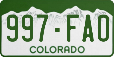 CO license plate 997FAO