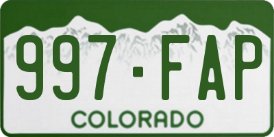 CO license plate 997FAP