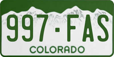 CO license plate 997FAS