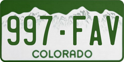 CO license plate 997FAV