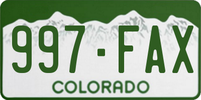 CO license plate 997FAX