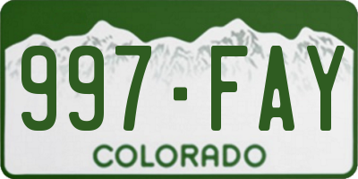 CO license plate 997FAY
