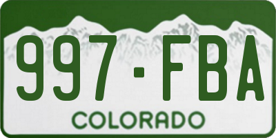 CO license plate 997FBA