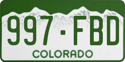 CO license plate 997FBD