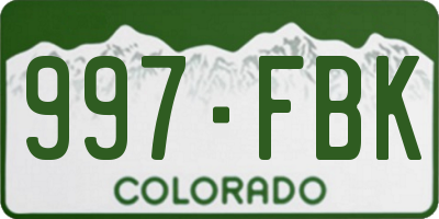 CO license plate 997FBK