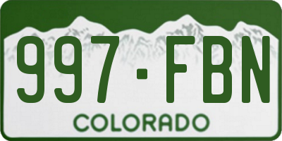 CO license plate 997FBN
