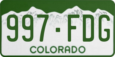 CO license plate 997FDG