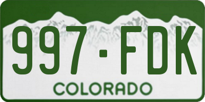 CO license plate 997FDK