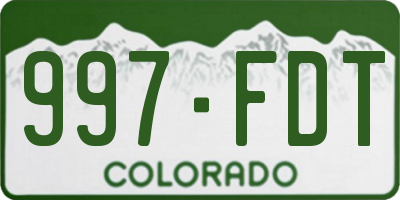 CO license plate 997FDT