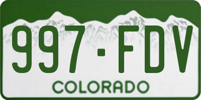 CO license plate 997FDV