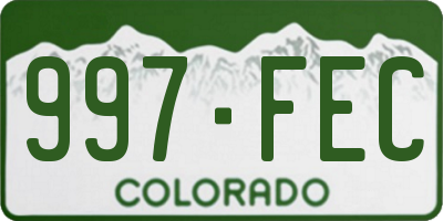 CO license plate 997FEC