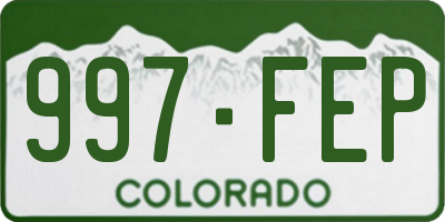 CO license plate 997FEP