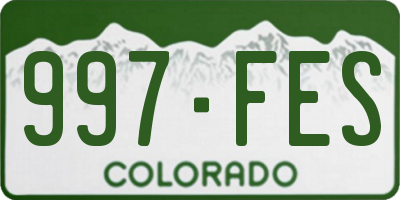 CO license plate 997FES