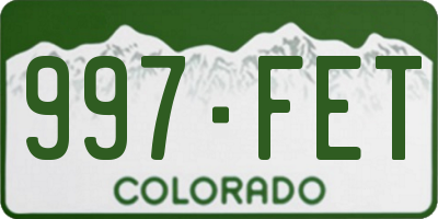 CO license plate 997FET
