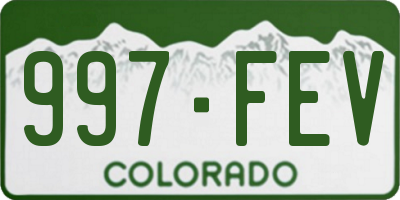 CO license plate 997FEV