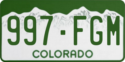 CO license plate 997FGM