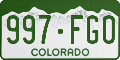 CO license plate 997FGO